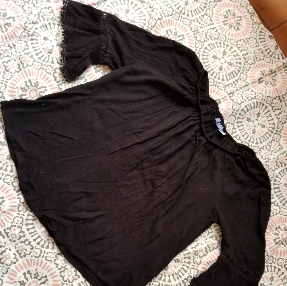 Laura Scott  mid sleeved black blouse